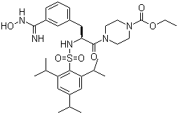CAS 登录号：590368-25-5, WX 671, 4-[(2S)-3-[3-[(羟基氨基)亚氨基甲基]苯基]-1-氧代-2-[[[2,4,6-三(1-甲基乙基)苯基]磺酰基]氨基]丙基]-1-哌嗪甲酸乙酯