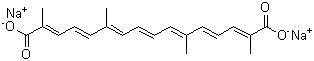 CAS # 591230-99-8, Disodium trans-crocetinate, (2E,4E,6E,8E,10E,12E,14E)-2,6,11,15-Tetramethyl-2,4,6,8,10,12,14-hexadecaheptaenedioic acid sodium salt (1:2)