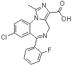 CAS 登录号：59468-44-9, 8-氯-6-(2-氟苯基)-1-甲基-4H-咪唑并[1,5-a][1,4]苯并二氮杂卓-3-羧酸