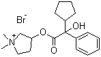 CAS # 596-51-0, Glycopyrrolate, (1,1-Dimethyl-2,3,4,5-tetrahydropyrrol-3-yl) 2-cyclopentyl-2-hydroxy-2-phenyl-acetate bromide, Glycopyrronium bromide