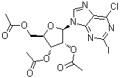 structure of CAS# 5987-76-8, 2-Iodo-6-chloro-9-(2',3',5'-tri-O-acetyl-beta-D-ribofuranosyl)purine