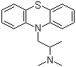 CAS # 60-87-7, Promethazine, Procit, Prometazin, Protazine, Prothazin, RP 3277, Vallergine, (2-Dimethylamino-2-methyl)ethyl-N-dibenzoparathiazine, 10-[2-(Dimethylamino)propyl]phenothiazine