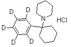 CAS # 60124-79-0, Phencyclidine-D5, 1-[1-(Phenyl-D5)cyclohexyl]piperidine hydrochloride