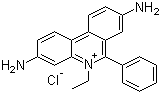 structure of CAS# 602-52-8, 3,8-Diamino-5-ethyl-6-phenylphenanthridinium chloride