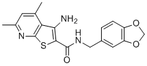 structure of CAS# 612514-42-8, 3-amino-N-(1,3-benzodioxol-5-ylmethyl)-4,6-dimethylthieno[2,3-b]pyridine-2-carboxamide