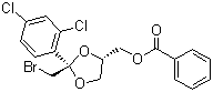structure of CAS# 61397-56-6, cis-2-(Bromomethyl)-2-(2,4-dichlorophenyl)-1,3-dioxolane-4-ylmethyl benzoate
