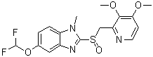 structure of CAS# 624742-53-6, 5-(Difluoromethoxy)-2-[[(3,4-dimethoxy-2-pyridinyl)methyl]sulfinyl]-1-methyl-1H-benzimidazole
