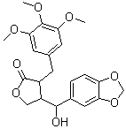 CAS 登录号：6267-80-7, 4-(1,3-苯并二氧杂环戊烯-5-基羟基甲基)二氢-3-[(3,4,5-三甲氧基苯基)甲基]-2(3H)-呋喃酮