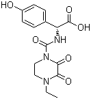 structure of CAS# 62893-24-7, (2R)-2-[(4-Ethyl-2,3-dioxopiperazinyl)carbonylamino]-2-(4-hydroxyphenyl)acetic acid