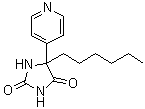 CAS 登录号：6294-67-3, 5-己基-5-(4-吡啶基)-2,4-咪唑烷二酮