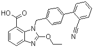 structure of CAS# 632322-61-3, 1-[(2'-氰基-1,1'-联苯-4-基)甲基]-2-乙氧基-7-苯并咪唑羧酸
