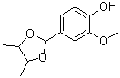 CAS # 63253-24-7, 4-(4,5-Dimethyl-1,3-dioxolan-2-yl)-2-methoxyphenol, Vanillin butane-2,3-diol acetal