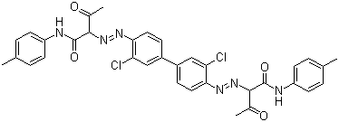 CAS # 6358-37-8, Pigment Yellow 55, C.I. 21096, 2,2'-[(3,3'-Dichloro[1,1'-biphenyl]-4,4'-diyl)bis(azo)]bis[N-(4-methylphenyl)-3-oxo-butanamide]
