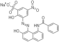 CAS 登录号：6359-73-5, 媒介绿 26, 3-[[8-(苯甲酰氨基)-2-羟基-1-萘基]偶氮]-2-羟基-5-硝基苯磺酸单钠盐