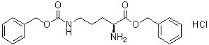 structure of CAS# 63594-37-6, N5-[(Phenylmethoxy)carbonyl]-L-ornithine phenylmethyl ester monohydrochloride