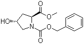 CAS # 64187-48-0, 1-Benzyl 2-methyl (2S,4R)-4-hydroxypyrrolidine-1,2-dicarboxylate, (2S,4R)-1-Benzyloxycarbonyl-4-hydroxypyrrolidin-2-carboxylic acid methyl ester, (2S,4R)-1-(Benzyloxycarbonyl)-2-(methoxycarbonyl)-4-hydroxypyrrolidine, N-(Benzyloxycarbonyl)-4-hydroxyproline methyl ester