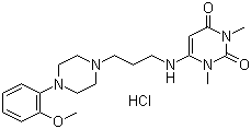 CAS # 64887-14-5, Urapidil hydrochloride, 6-[[3-[4-(2-Methoxyphenyl)-1-piperazinyl]propyl]amino]-1,3-dimethyluracil hydrochloride