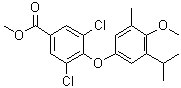 CAS 登录号：649725-23-5, 3,5-二氯-4-[4-甲氧基-3-甲基-5-(1-甲基乙基)苯氧基]苯甲酸甲酯