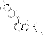 4-[(4-Fluoro-2-methyl-1H-indol-5-yl)oxy]-5-methylpyrrolo[2,1-f][1,2,4]triazine-6-carboxylic acid ethyl ester molecular structure (CAS 649736-29-8)