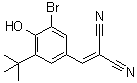 structure of CAS# 65678-07-1, 2-[[3-Bromo-5-(1,1-dimethylethyl)-4-hydroxyphenyl]methylene]propanedinitrile