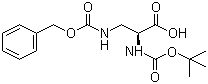 structure of CAS# 65710-57-8, N-叔丁氧羰基-3-[(苄氧羰基)氨基]-L-丙氨酸