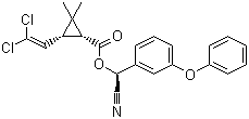 CAS # 65731-84-2, alpha-Cypermethrin, Cyano-3-phenoxybenzyl 3-(2,2-dichlorovinyl)-2,2-dimethylcyclopropanecarboxylate