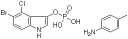 structure of CAS# 6578-06-9, 5-Bromo-4-chloro-3-indolyl phosphate p-toluidine salt