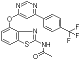 structure of CAS# 659730-32-2, N-[4-[[6-[4-(三氟甲基)苯基]-4-嘧啶基]氧基]-2-苯并噻唑基]乙酰胺