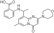 structure of CAS# 663620-70-0, 2-[[1-[7-Methyl-2-(morpholin-4-yl)-4-oxo-4H-pyrido[1,2-a]pyrimidin-9-yl]ethyl]amino]benzoic acid