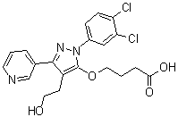 CAS 登录号：663949-31-3, 4-[[1-(3,4-二氯苯基)-4-(2-羟基乙基)-3-(3-吡啶基)-1H-吡唑-5-基]氧基]丁酸