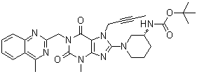 structure of CAS# 668273-75-4, [(3R)-1-[7-(2-丁炔基)-2,3,6,7-四氢-3-甲基-1-[(4-甲基-2-喹唑啉基)甲基]-2,6-二氧代-1H-嘌呤-8-基]-3-哌啶基]-氨基甲酸叔丁酯
