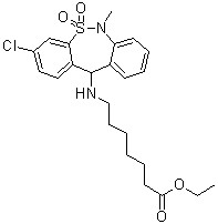 CAS 登录号：66981-77-9, 7-[(3-氯-6,11-二氢-6-甲基-5,5-二氧代二苯并[c,f][1,2]硫氮杂卓-11-基)氨基]庚酸乙酯