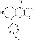 structure of CAS# 67287-53-0, 6-Chloro-2,3,4,5-tetrahydro-7,8-dimethoxy-1-(4-methoxyphenyl)-1H-3-benzazepine