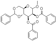 CAS 登录号：6748-85-2, 甲基 4,6-O-(苯基亚甲基)-alpha-D-吡喃甘露糖苷二苯甲酸酯