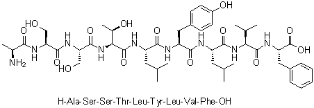 CAS 登录号：676595-61-2, L-丙氨酰-L-丝氨酰-L-丝氨酰-L-苏氨酰-L-亮氨酰-L-酪氨酰-L-亮氨酰-L-缬氨酰-L-苯丙氨酸