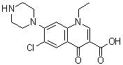 CAS 登录号：67681-84-9, 1-乙基-6-氯-1,4-二氢-4-氧代-7-(1-哌嗪基)-3-喹啉羧酸