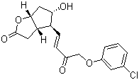structure of CAS# 67738-67-4, [3aa,4a(E),5b,6aa]-4-[4-(3-Chlorophenoxy)-3-oxo-1-butenyl]hexahydro-5-hydroxy-2H-cyclopenta[b]furan-2-one