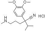 CAS # 67775-97-7, 3,4-Dimethoxy-alpha-[3-(methylamino)propyl]-alpha-(1-methylethyl)benzeneacetonitrile monohydrochloride