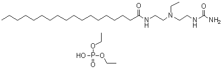 CAS # 67846-08-6, N-[2-[[2-[(Aminocarbonyl)amino]ethyl]ethylamino]ethyl]octadecanamide diethyl phosphate, Phosphoric acid diethyl ester, compd. with N-[2-[[2-[(aminocarbonyl)amino]ethyl]ethylamino]ethyl]octadecanamide