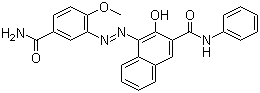 CAS # 68016-05-7, Pigment Red 245, C.I. 12317, 4-((5-(Carbamoyl)-2-methoxyphenyl)azo)-3-hydroxy-N-phenylnaphthalene-2-carboxamide