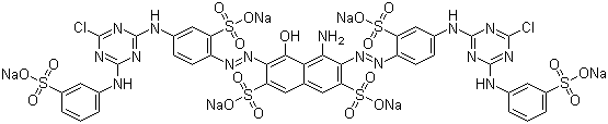 CAS # 68110-31-6 (61931-49-5), Reactive Green 19, 4-Amino-3,6-bis[[4-[[4-chloro-6-[(3-sulfophenyl)amino]-1,3,5-triazin-2-yl]amino]-2-sulfophenyl]azo]-5-hydroxy-2,7-naphthalenedisulfonic acid hexasodium salt