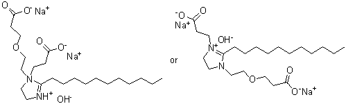 CAS # 68610-43-5, 1-[2-(2-Carboxyethoxy)ethyl]-1(or 3)-(2-carboxyethyl)-4,5-dihydro-2-undecyl-1H-imidazolium hydroxide disodium salt
