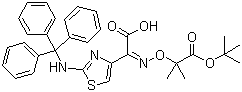 CAS # 68672-66-2, (Z)-2-(2-Tritylaminothiazol-4-yl)-2-(2-tert-butoxycarbonylprop-2-oxyimino)acetic acid, (Z)-2-(tert-Butoxycarbonylprop-2-oxyimino)-2-(2-tritylaminothiazol-4-yl)acetic acid