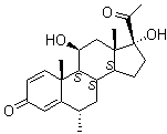 structure of CAS# 6870-94-6, 11beta,17alpha-二羟基-6alpha-甲基孕甾-1,4-二烯-3,20-酮