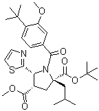 CAS 登录号：687636-13-1, (2S,4S,5R)-1-[4-叔丁基-3-甲氧基苯甲酰基]-2-(2-甲基丙基)-5-(2-噻唑基)-2,4-吡咯烷二甲酸 2-叔丁基 4-甲基酯