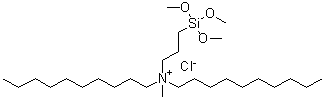 CAS # 68959-20-6, Disiquonium chloride, N,N-Didecyl-N-methyl(3-trimethoxysilylpropyl)ammonium chloride, N,N-Didecyl-N-methyl-N-(3-trimethoxysilylpropyl)ammonium chloride, Requat 1977, Sanitized 1977