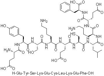 CAS # 691880-91-8, L-alpha-Glutamyl-L-tyrosyl-L-seryl-L-lysyl-L-alpha-glutamyl-L-cysteinyl-L-leucyl-L-lysyl-L-alpha-glutamyl-L-phenylalanine