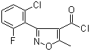 structure of CAS# 69399-79-7, 3-(2-Chloro-6-fluorophenyl)-5-methylisoxazole-4-carbonyl chloride