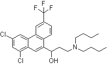 CAS # 69756-53-2, Halofantrine, 1,3-Dichloro-alpha-[2-(dibutylamino)ethyl]-6-(trifluoromethyl)-9-phenanthrenemethanol, (��)-Halofantrine, Halfan