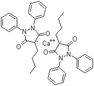 CAS # 70145-60-7, Phenylbutazone calcium, Calcium phenylbutazone, Calcium 4-butyl-1,2-diphenyl-3,5-pyrazolidinedione